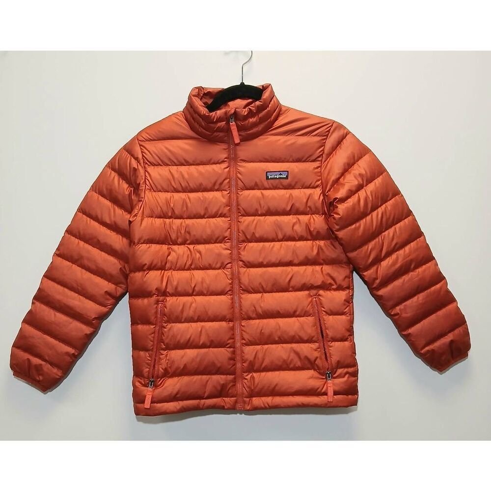 Patagonia girls size 12 down sweater puffer jacket rust copper